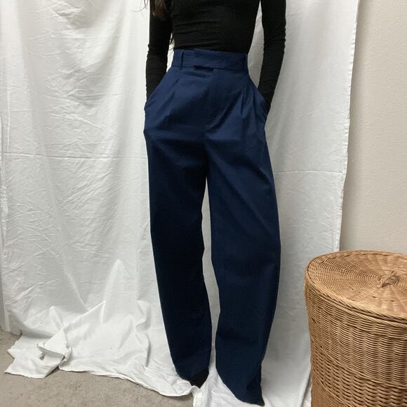 Banana Republic Pants - banana republic blue linen cotton high waisted pleated wide leg trousers pants